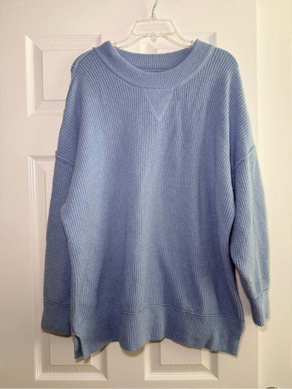 aerie Soft Sky-Blue Ribbed Crewneck Sweater